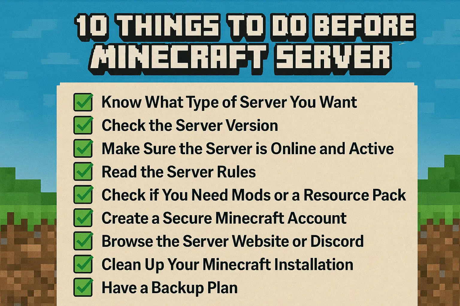 10 things to do before joining a server