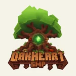 Oakheart SMP logo with a leafy tree and green gemstone above the name.
